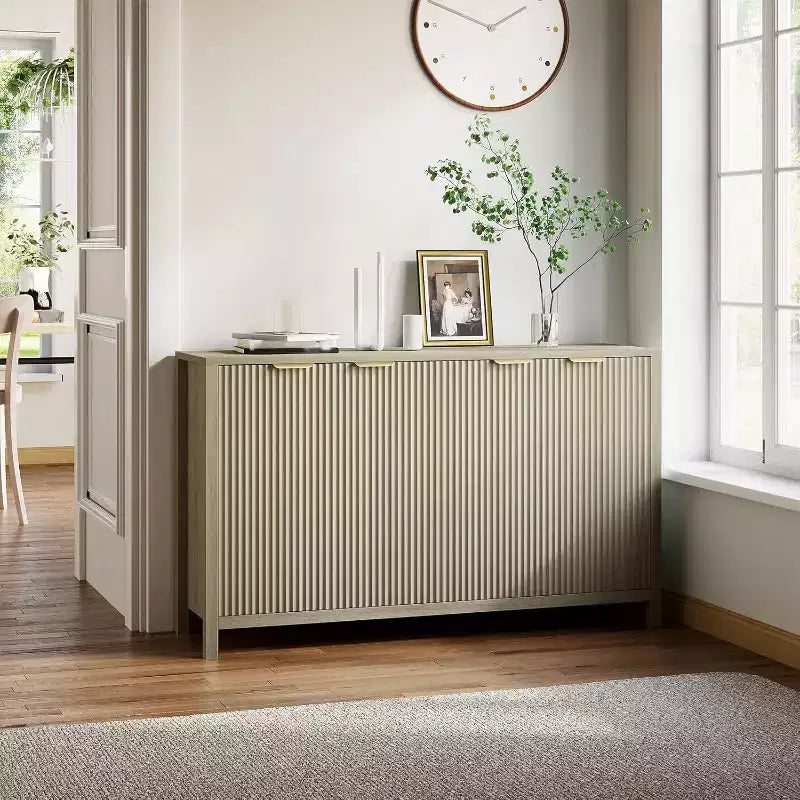 55 moderno armadio da pranzo grande a incasso, 4 ante e ripiani regolabili, porta TV