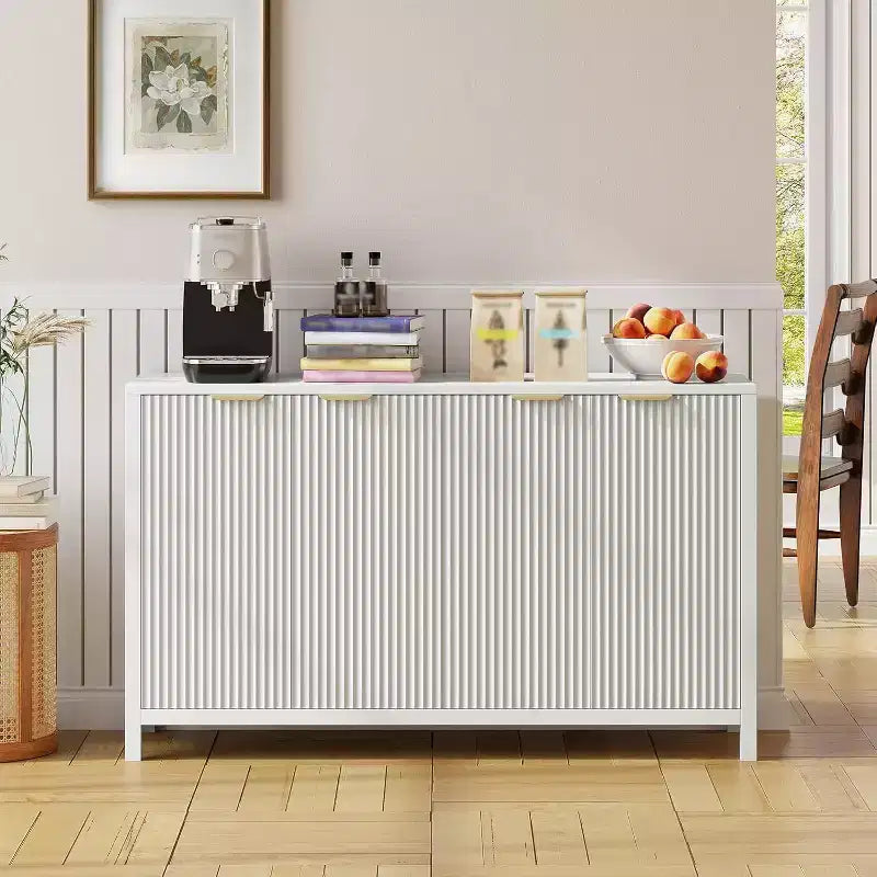 55 moderno armadio da pranzo grande a incasso, 4 ante e ripiani regolabili, porta TV