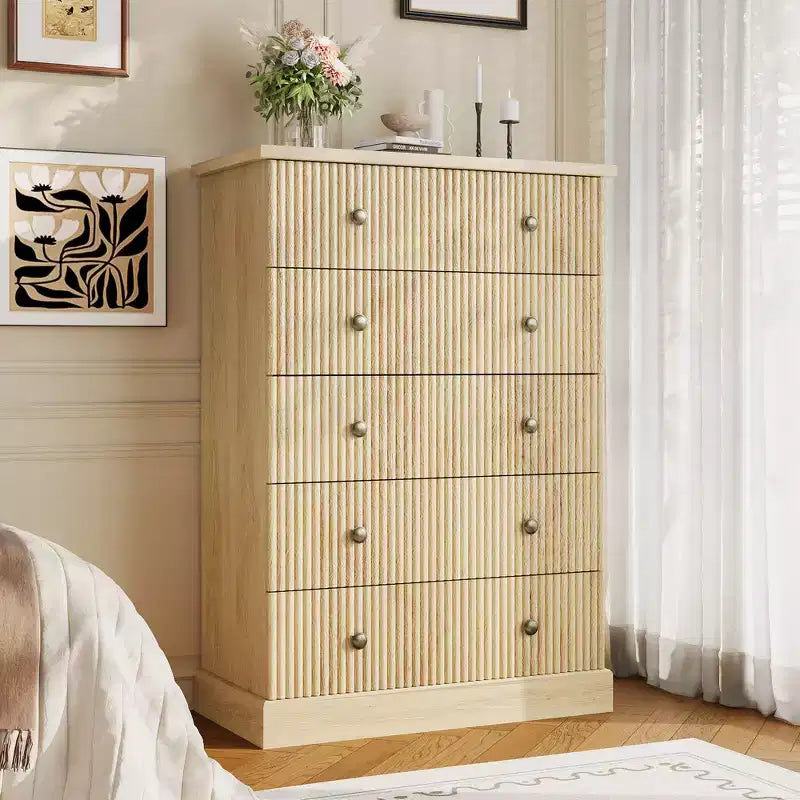 per Camera da Letto Cassettiera Verticale Moderna, Armadio Contenitore Spazioso Finitura Legno Bianco Contemporaneo