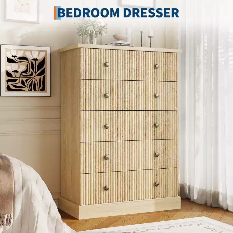 per Camera da Letto Cassettiera Verticale Moderna, Armadio Contenitore Spazioso Finitura Legno Bianco Contemporaneo