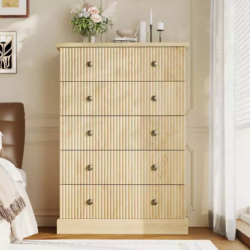 per Camera da Letto Cassettiera Verticale Moderna, Armadio Contenitore Spazioso Finitura Legno Bianco Contemporaneo
