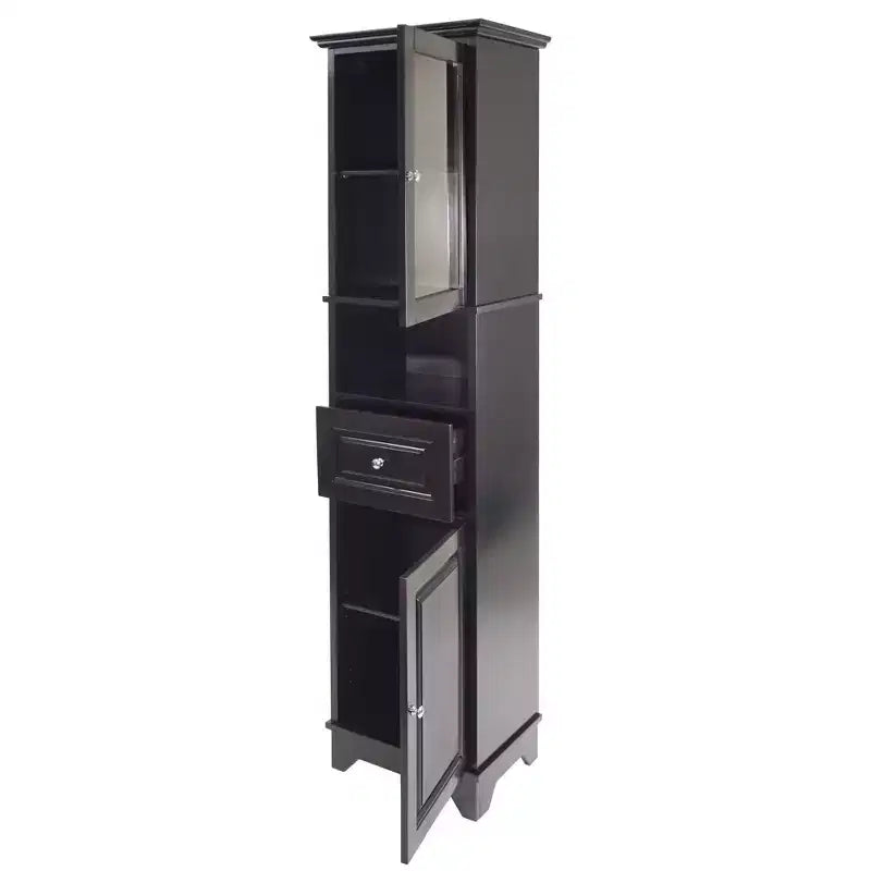 Armadietto Nero - : Autoportante, 2 Ante, Ripiani Interni, Cassetto, Finitura Satinata