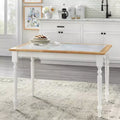 Tavolo da Pranzo con Piano in Piastrelle Stile Rustico Bianco/Naturale: Struttura Moderna in Legno di Gomma, 4 Posti, Non Allungabile