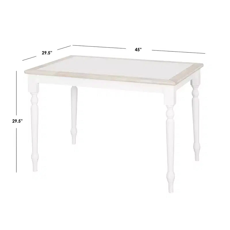 Tavolo da Pranzo con Piano in Piastrelle Stile Rustico Bianco/Naturale: Struttura Moderna in Legno di Gomma, 4 Posti, Non Allungabile