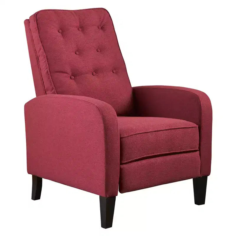 Poltrona reclinabile capitonné - Rosso intenso - : Poliestere imbottito, Telaio in legno massello, Portata 113 kg