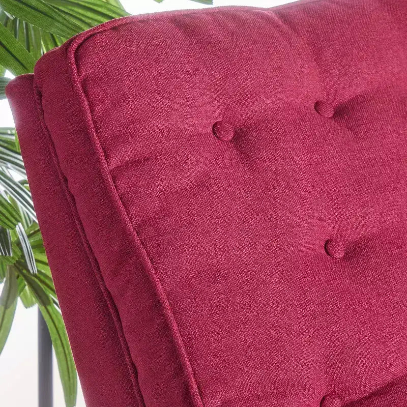 Poltrona reclinabile capitonné - Rosso intenso - : Poliestere imbottito, Telaio in legno massello, Portata 113 kg
