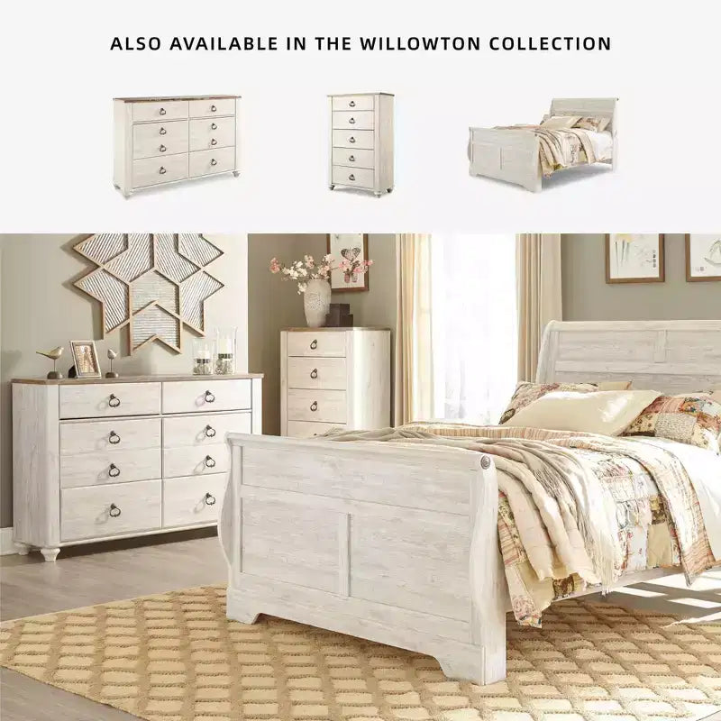 Comò Willowton Crema - : Cassettiera a 6 cassetti per camera da letto, impiallacciatura in legno, conforme agli standard ASTM