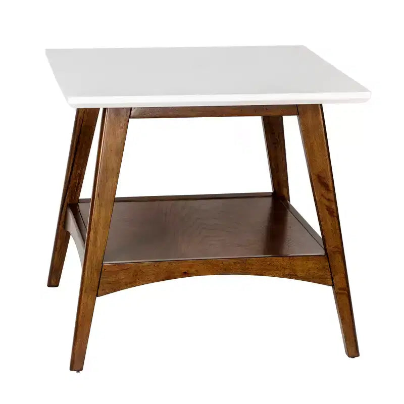Tavolino - Bianco Sporco/Noce Pecan: , Mid-Century, Ripiano in rovere impiallacciato, Forma quadrata