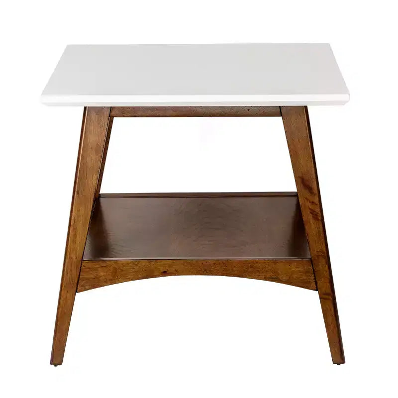 Tavolino - Bianco Sporco/Noce Pecan: , Mid-Century, Ripiano in rovere impiallacciato, Forma quadrata