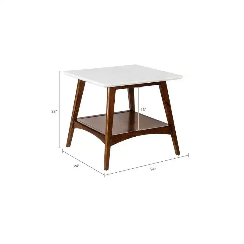 Tavolino - Bianco Sporco/Noce Pecan: , Mid-Century, Ripiano in rovere impiallacciato, Forma quadrata