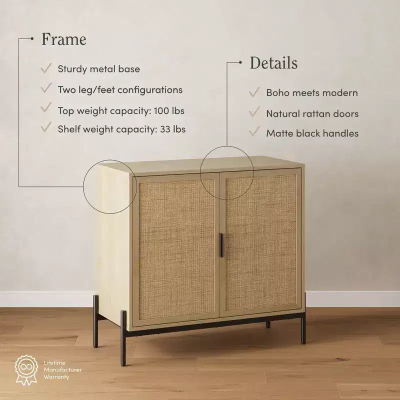 Credenza in rattan rovere chiaro