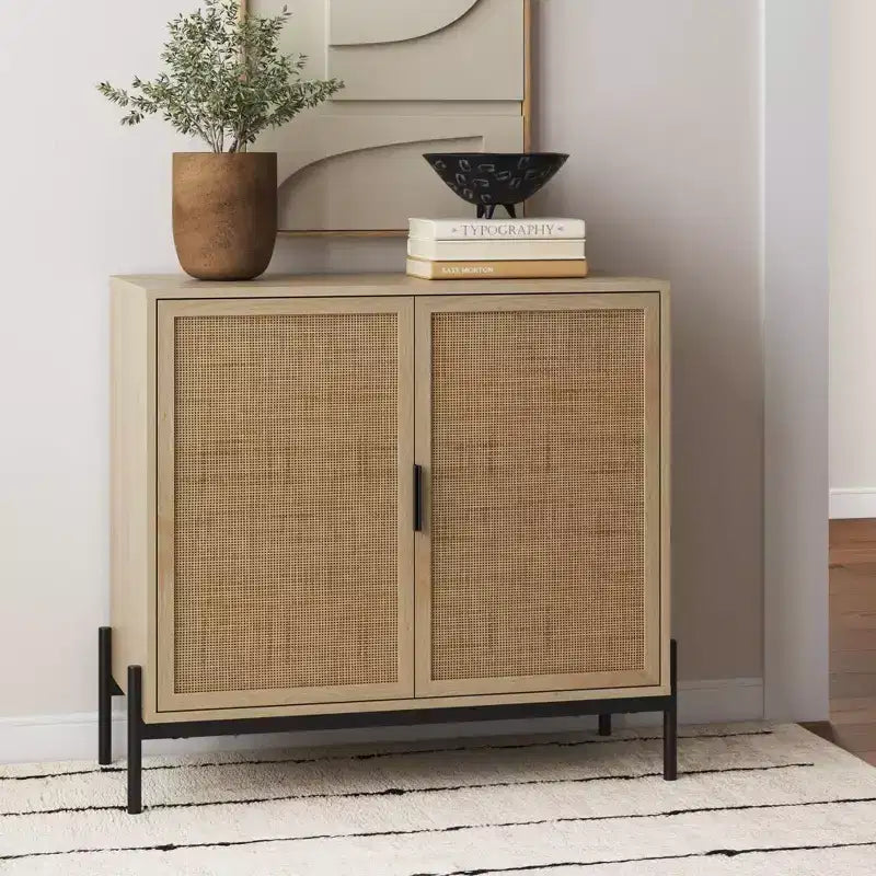 Credenza in rattan rovere chiaro