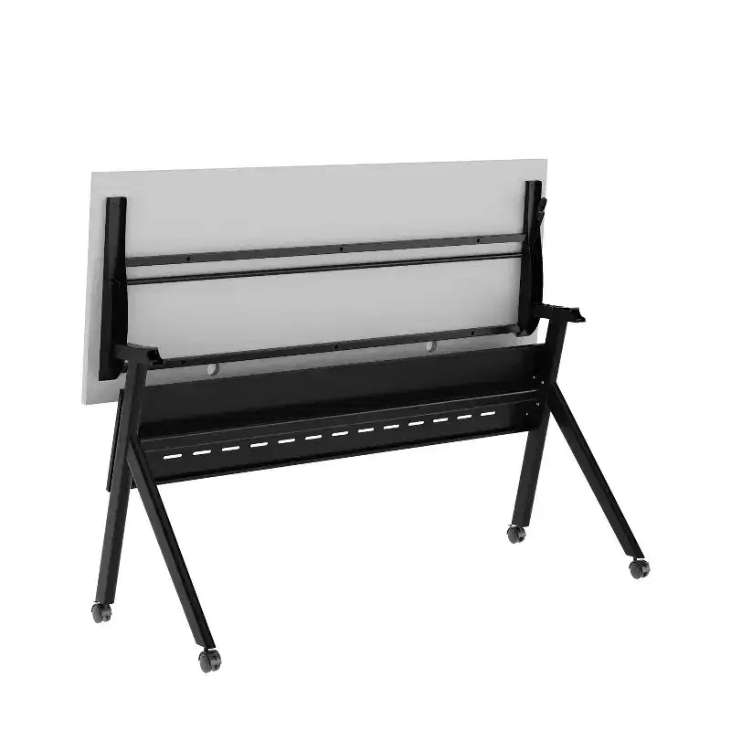 Tavolo da addestramento ribaltabile per impieghi gravosi con design impilabile, pannello per la privacy, gambe a Y, piano del tavolo, struttura in metallo