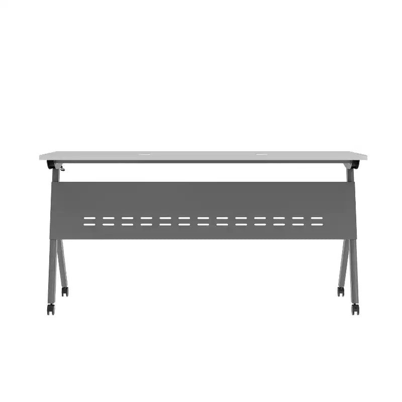 Tavolo da addestramento ribaltabile per impieghi gravosi con design impilabile, pannello per la privacy, gambe a Y, piano del tavolo, struttura in metallo