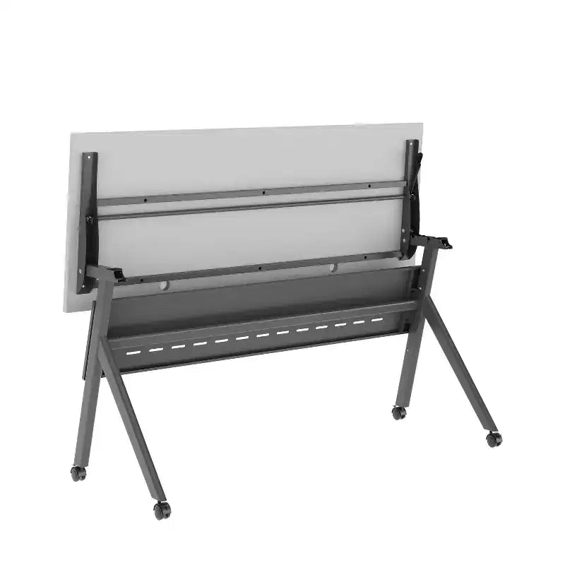 Tavolo da addestramento ribaltabile per impieghi gravosi con design impilabile, pannello per la privacy, gambe a Y, piano del tavolo, struttura in metallo