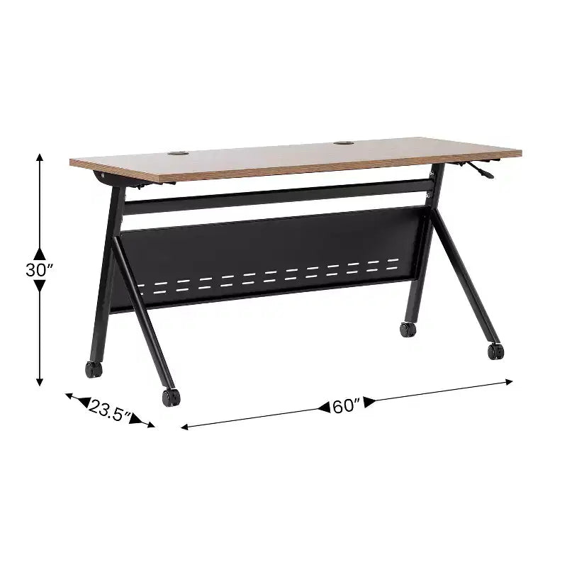 Tavolo da addestramento ribaltabile per impieghi gravosi con design impilabile, pannello per la privacy, gambe a Y, piano del tavolo, struttura in metallo