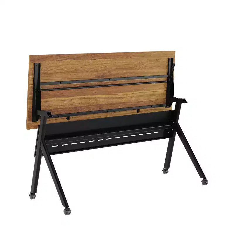 Tavolo da addestramento ribaltabile per impieghi gravosi con design impilabile, pannello per la privacy, gambe a Y, piano del tavolo, struttura in metallo