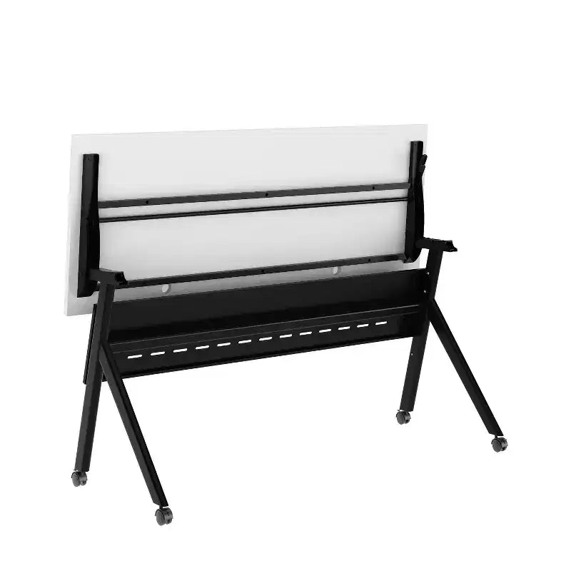 Tavolo da addestramento ribaltabile per impieghi gravosi con design impilabile, pannello per la privacy, gambe a Y, piano del tavolo, struttura in metallo