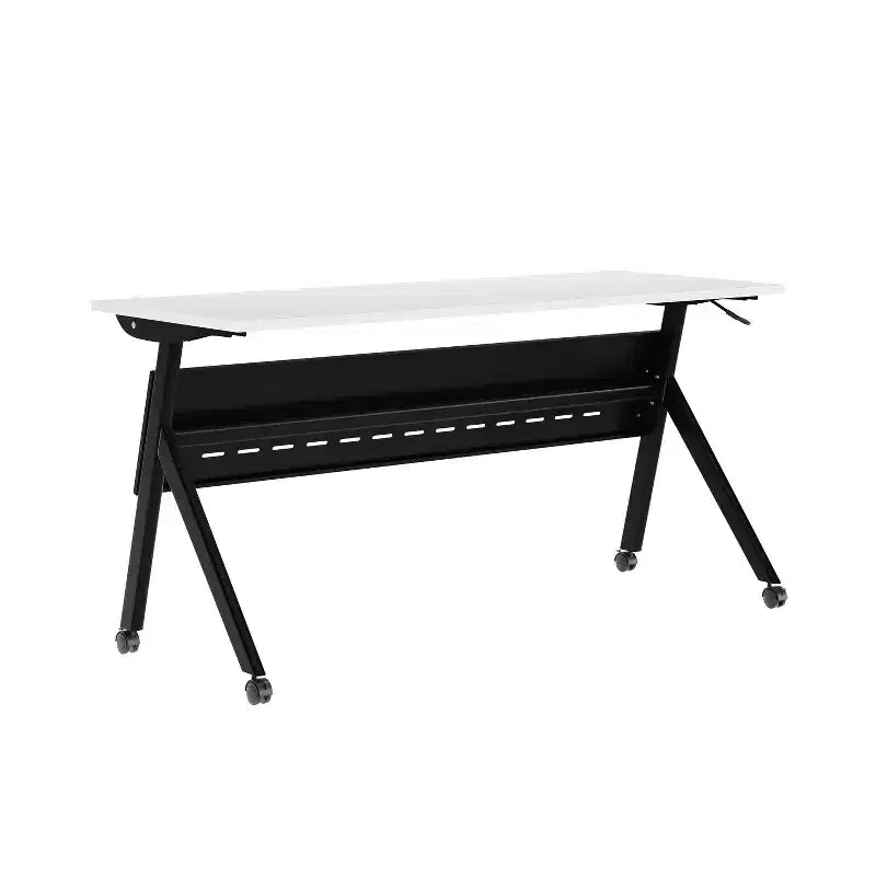 Heavy-Duty Flip Top Training Table with Nesting Design, Privacy Panel, Y-Legs, Tabletop, Metal Frame