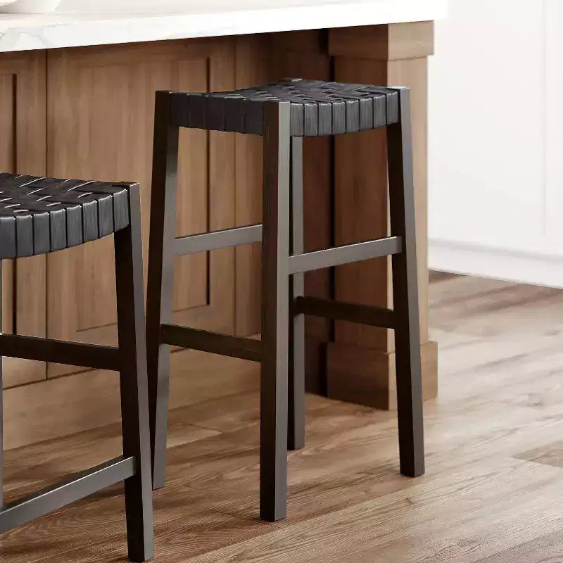 Sgabello da bar in pelle marrone alto 30 1/2 di 55 Downing Street