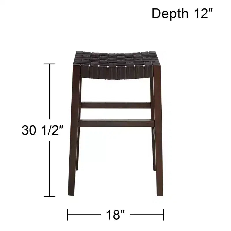 Sgabello da bar in pelle marrone alto 30 1/2 di 55 Downing Street