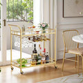 Bar Cart , Home Bar Serving Cart, Wine Cart With 2 Mirrored Shelves, Wine Holders, Glass Holders, For Kitchen, Dining Room