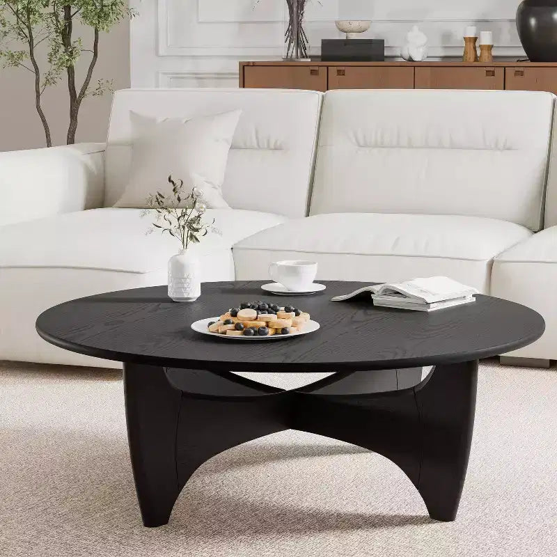 Dovelina Wood Grain Tabletop Rectangle Coffee Table for Living Room