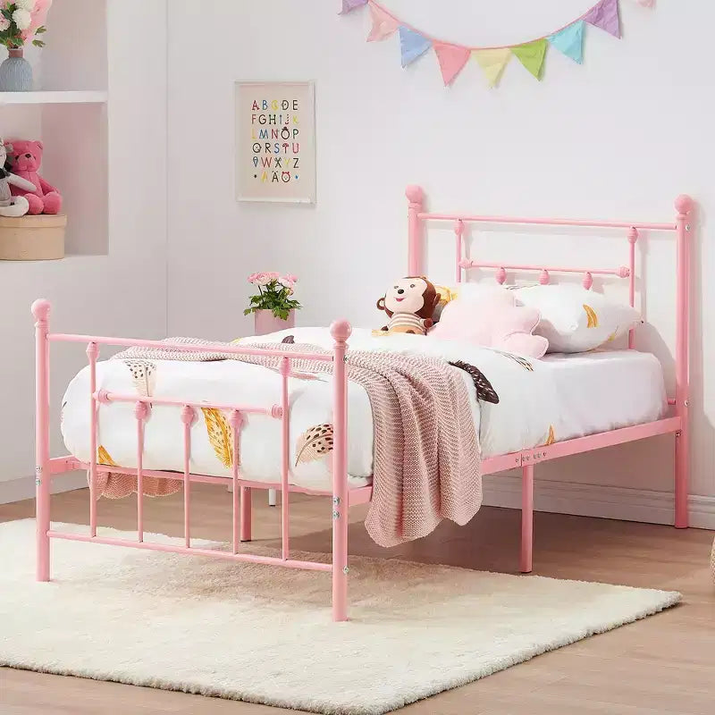 Struttura Letto a Piattaforma Matrimoniale/Doppia/Queen Size in Metallo con Testiera e Pediera, Telaio Letto Industriale, Nessuna Rete a Molle Necessaria, Spazio di Archiviazione