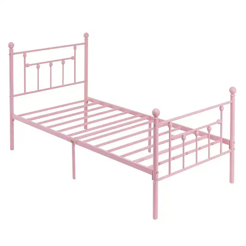 Struttura Letto a Piattaforma Matrimoniale/Doppia/Queen Size in Metallo con Testiera e Pediera, Telaio Letto Industriale, Nessuna Rete a Molle Necessaria, Spazio di Archiviazione