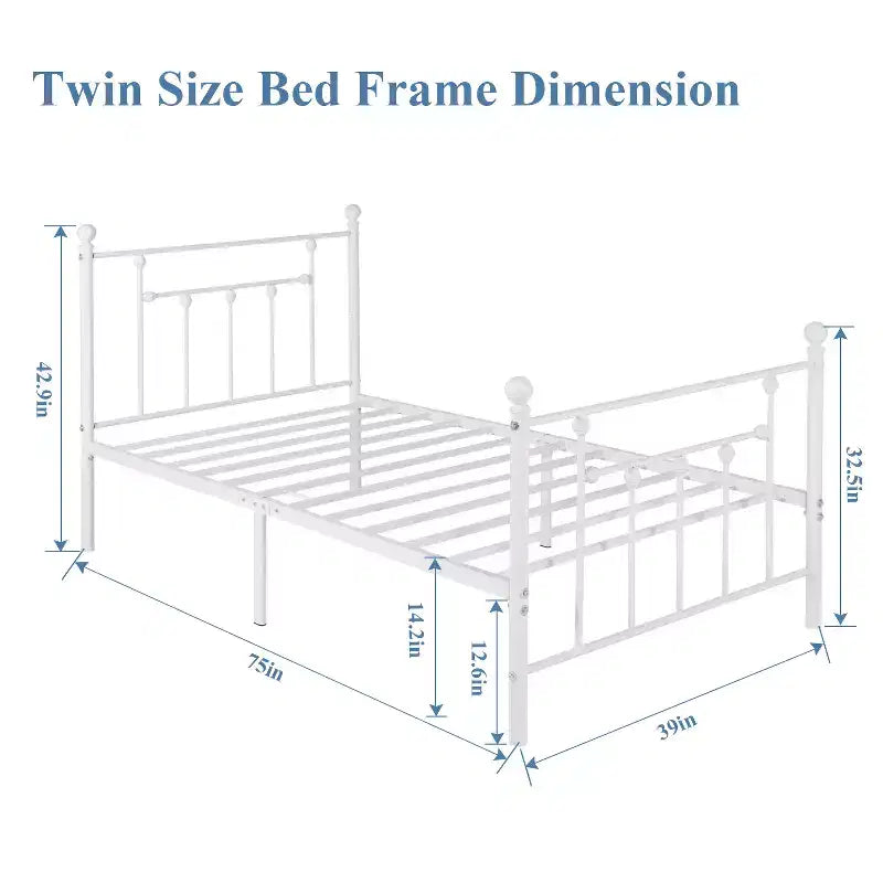 Struttura Letto a Piattaforma Matrimoniale/Doppia/Queen Size in Metallo con Testiera e Pediera, Telaio Letto Industriale, Nessuna Rete a Molle Necessaria, Spazio di Archiviazione
