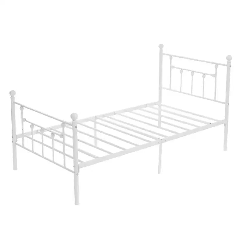 Struttura Letto a Piattaforma Matrimoniale/Doppia/Queen Size in Metallo con Testiera e Pediera, Telaio Letto Industriale, Nessuna Rete a Molle Necessaria, Spazio di Archiviazione