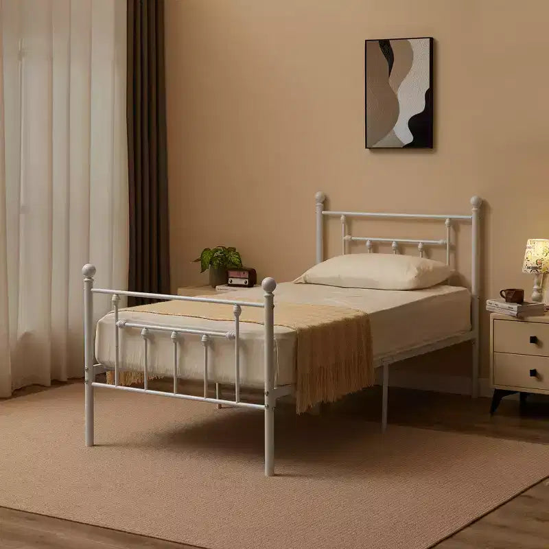 Struttura Letto a Piattaforma Matrimoniale/Doppia/Queen Size in Metallo con Testiera e Pediera, Telaio Letto Industriale, Nessuna Rete a Molle Necessaria, Spazio di Archiviazione