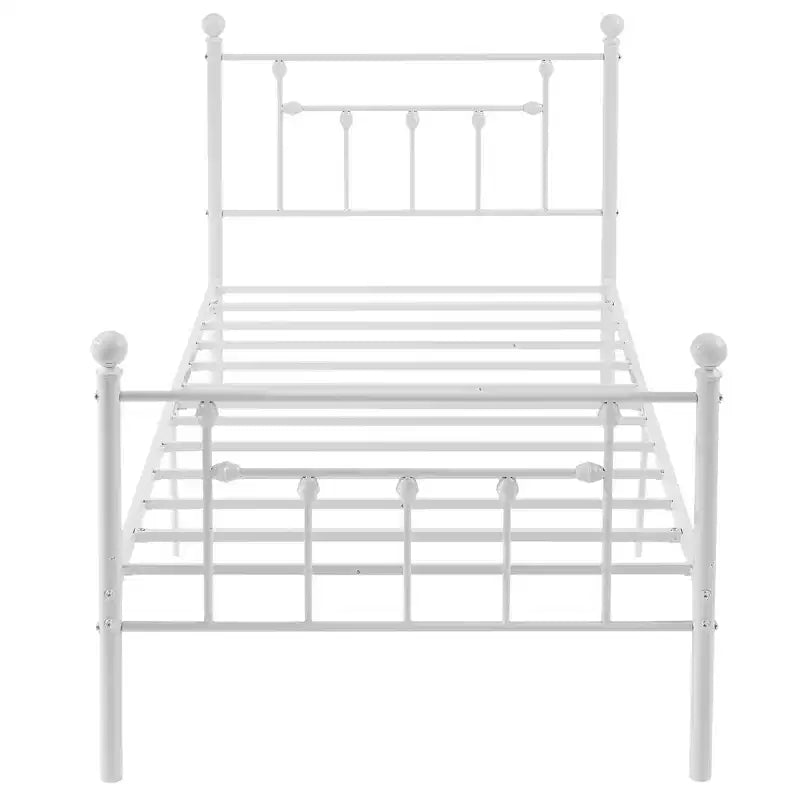 Struttura Letto a Piattaforma Matrimoniale/Doppia/Queen Size in Metallo con Testiera e Pediera, Telaio Letto Industriale, Nessuna Rete a Molle Necessaria, Spazio di Archiviazione