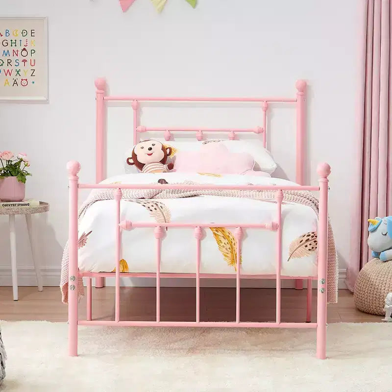 Struttura Letto a Piattaforma Matrimoniale/Doppia/Queen Size in Metallo con Testiera e Pediera, Telaio Letto Industriale, Nessuna Rete a Molle Necessaria, Spazio di Archiviazione